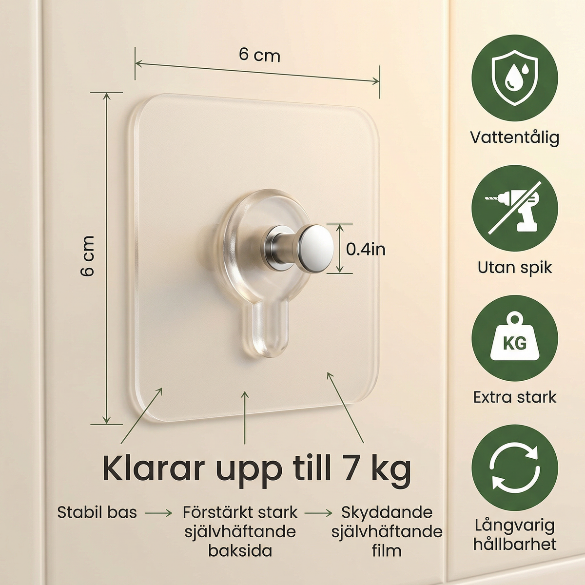Noordello™ - Veggkroker med kraftfeste - ingen hull, ingen merker