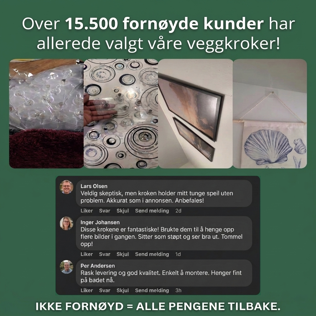 Noordello™ - Veggkroker med kraftfeste - ingen hull, ingen merker